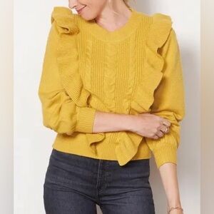 dRA Los Angeles Yellow Ruffled Sweater, Size S